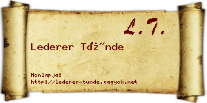 Lederer Tünde névjegykártya